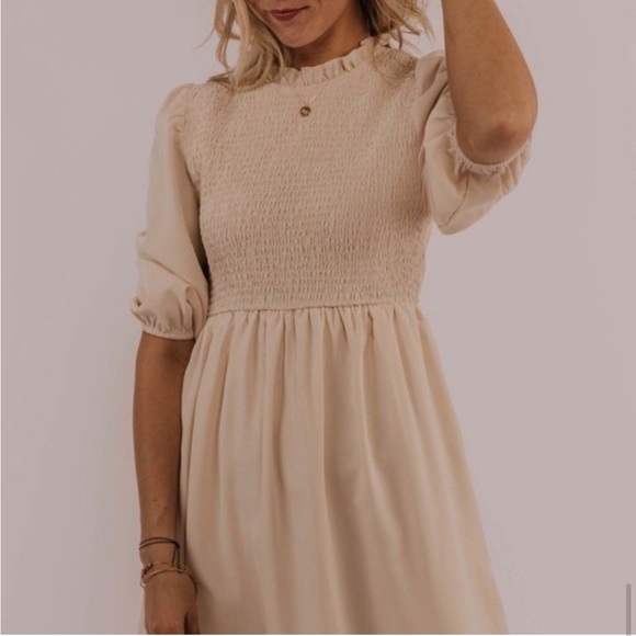 NWT Roolee Smocked Midi Dress - Picture 3 of 10